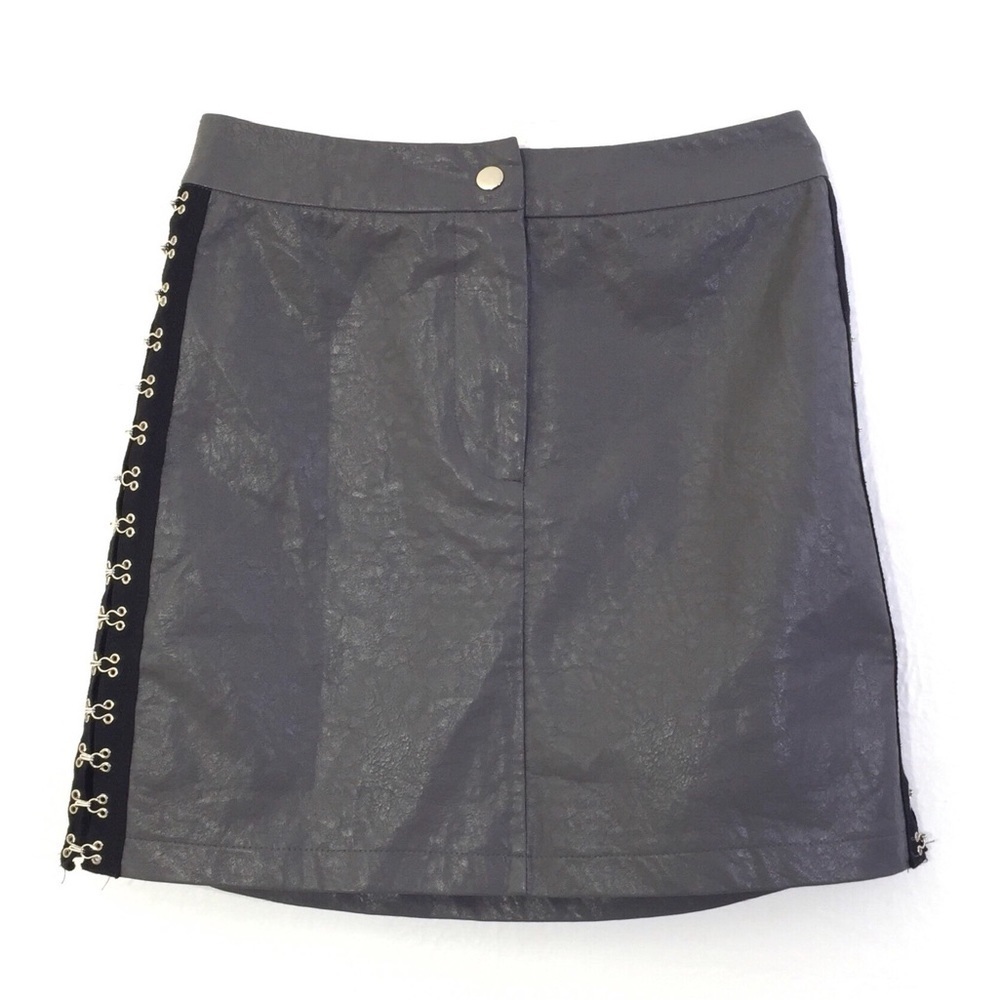 Seek The Label Faux Leather Hook + Eye Skirt XS